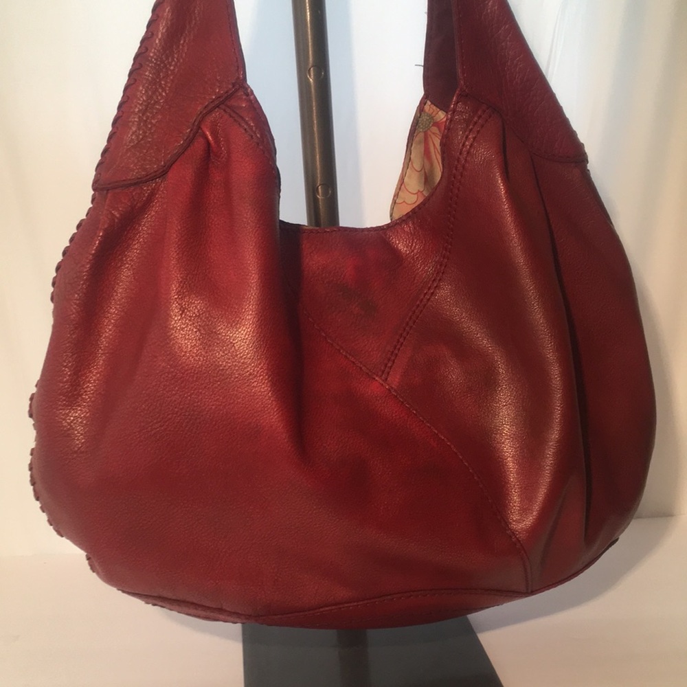 Lucky Brand Leather Hobo Bag Deep Red - Picture 2 of 15